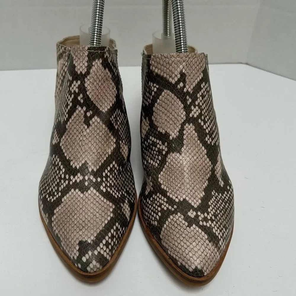 Dolce Vita RavenSnake Skin Mule Bootie Slip‎ On Block Heel size 8.5